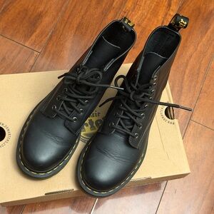 Dr. Martens  1460 Black Boots with Yellow Stitching